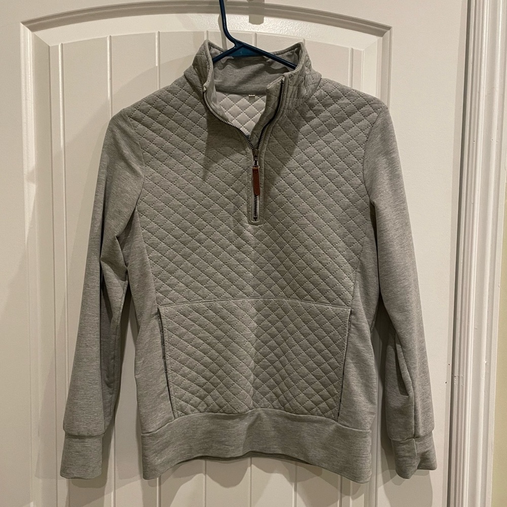 Textured Gray 3/4 Zip Sweater